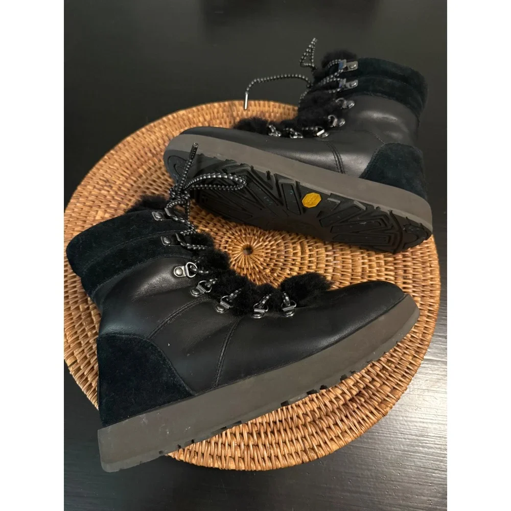 UGG Viki Boot Black‎ Waterproof Leather  Vibram Arctic Grip Women